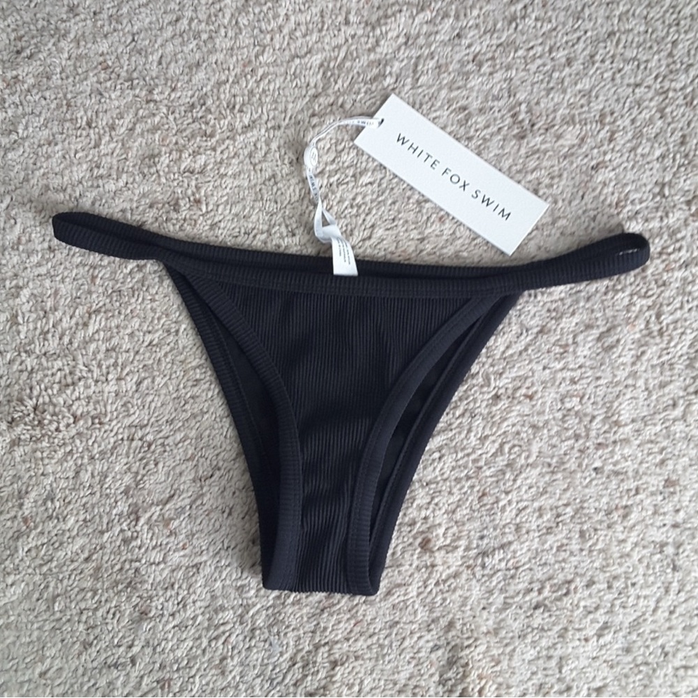 WHITE FOX SWIM Black Rib Sofia Swim Bottom NWT!